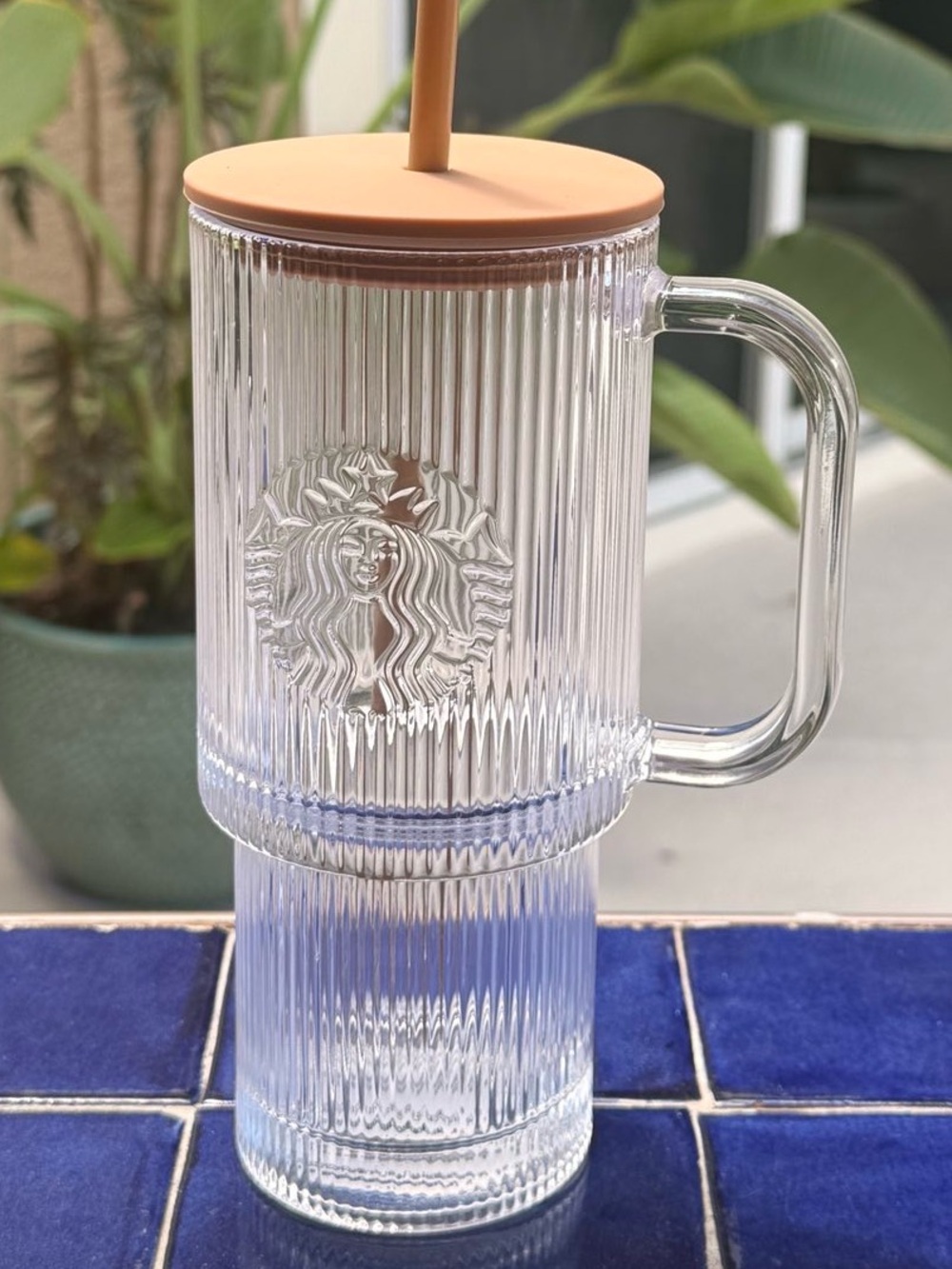 Starbucks 2026 Fall Clear Ribbed Glass Tumbler